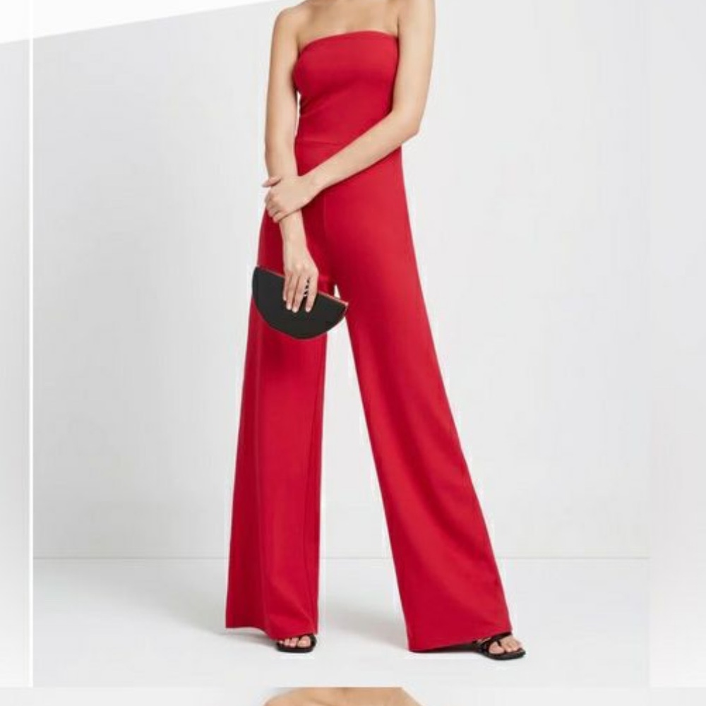 Chic Strapless Red Jumpsuit